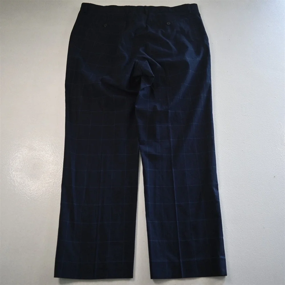Banana Republic 38x32 Navy Blue Windowpane 485953 Flat Front Straight Mens Pants